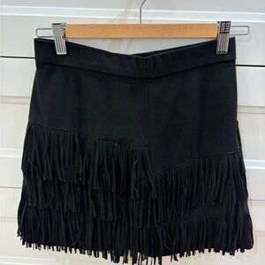 Zara Black Mini Skirt with Fringe